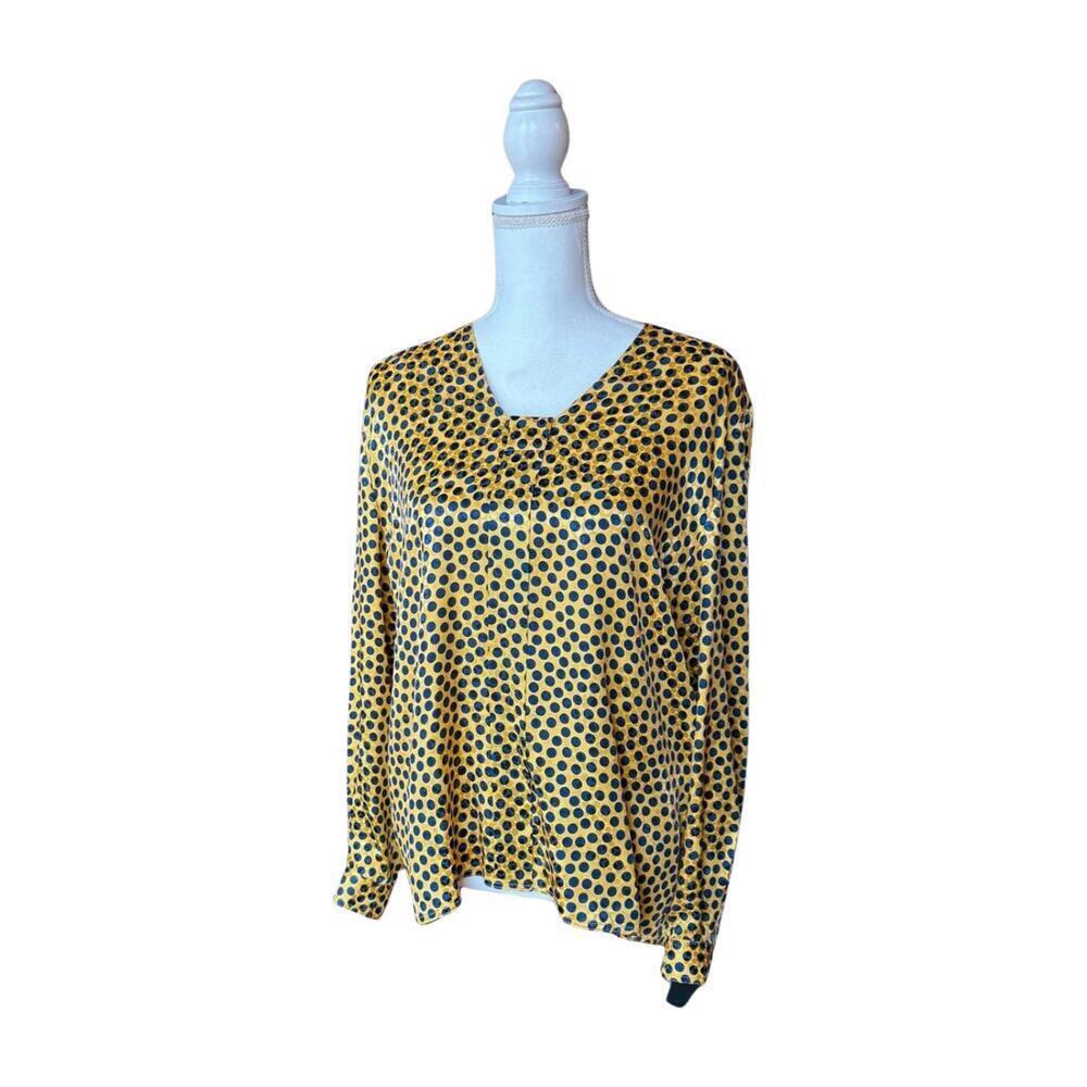 Vintage Valentino Miss V 100% Silk Polka Dot Blouse, Size 10 (44)